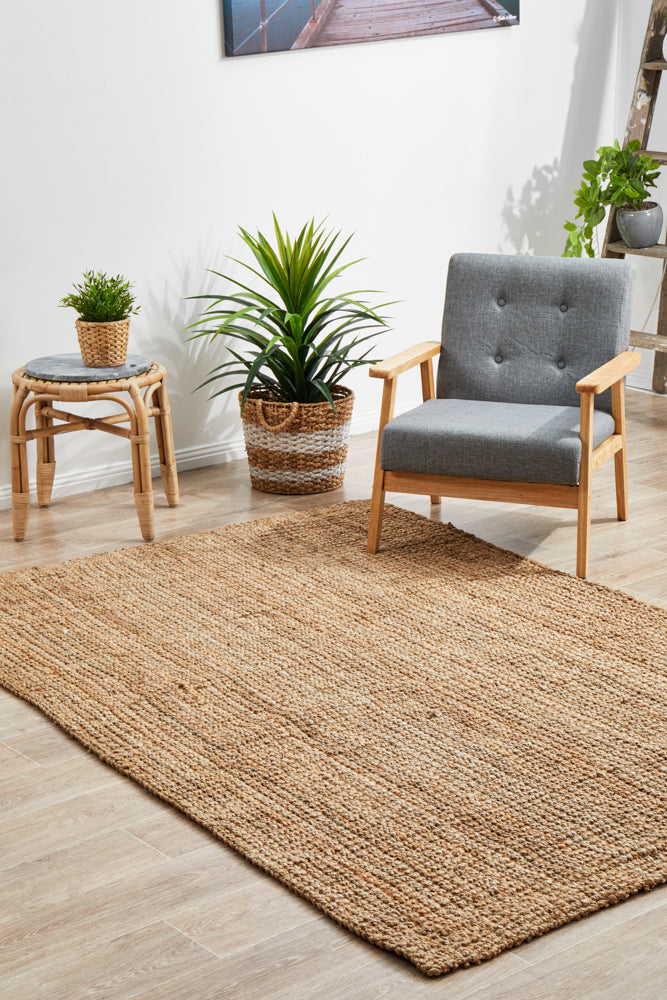 Tessura Stripes Natural Beige Jute & Cotton Rug