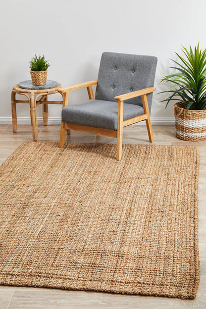 Tessura Stripes Natural Beige Jute & Cotton Rug