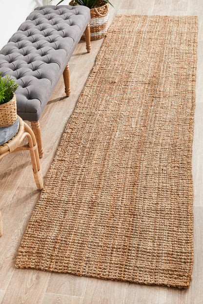Tessura Stripes Natural Beige Jute & Cotton Runner Rug
