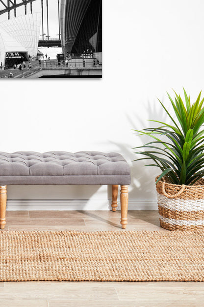 Tessura Stripes Natural Beige Jute & Cotton Runner Rug
