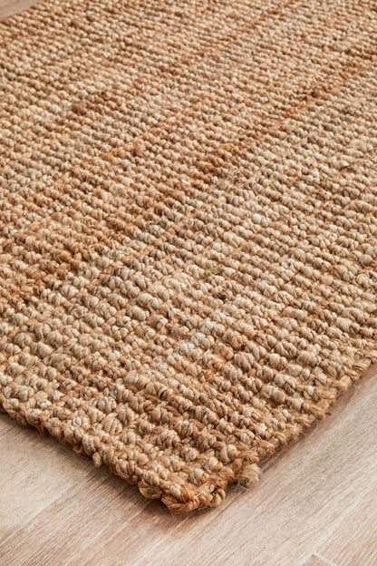 Tessura Stripes Natural Beige Jute & Cotton Runner Rug