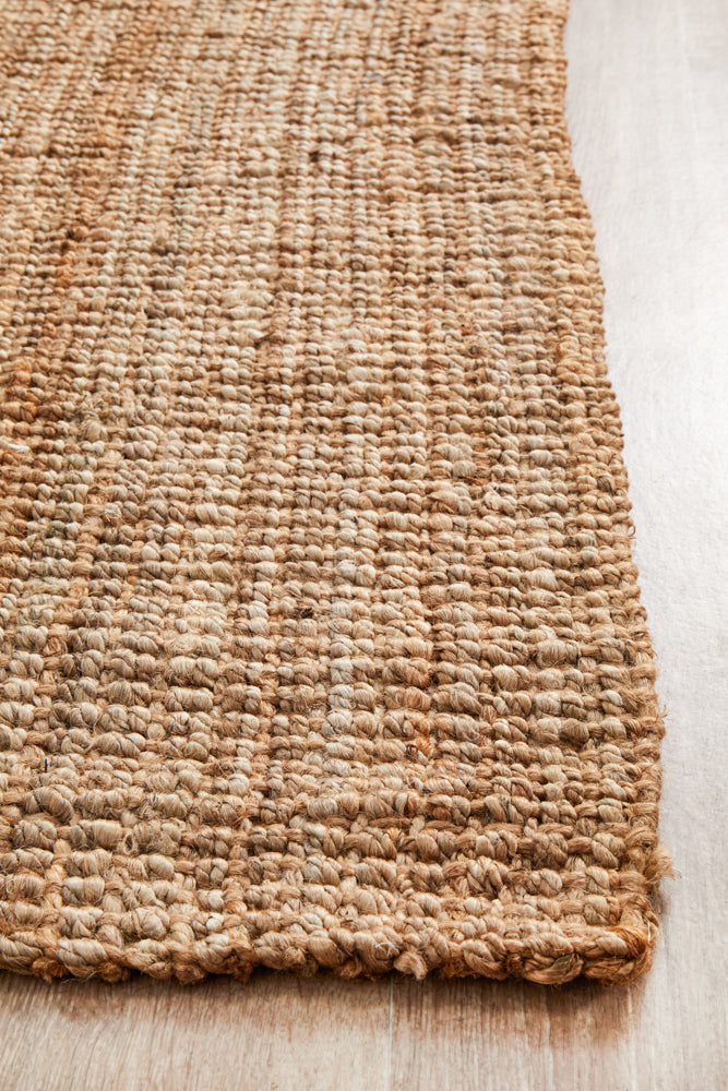 Tessura Stripes Natural Beige Jute & Cotton Runner Rug
