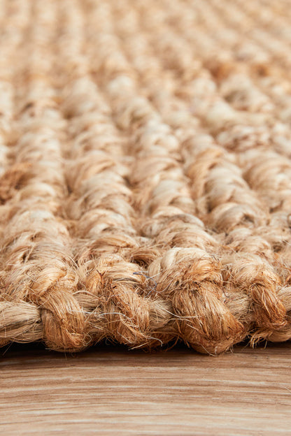 Tessura Stripes Natural Beige Jute & Cotton Runner Rug