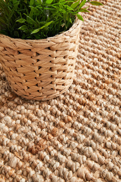 Tessura Stripes Natural Beige Jute & Cotton Runner Rug