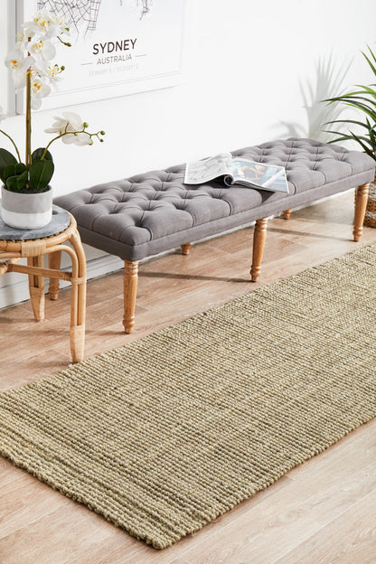Tessura Natural Beige Jute & Cotton Runner Rug