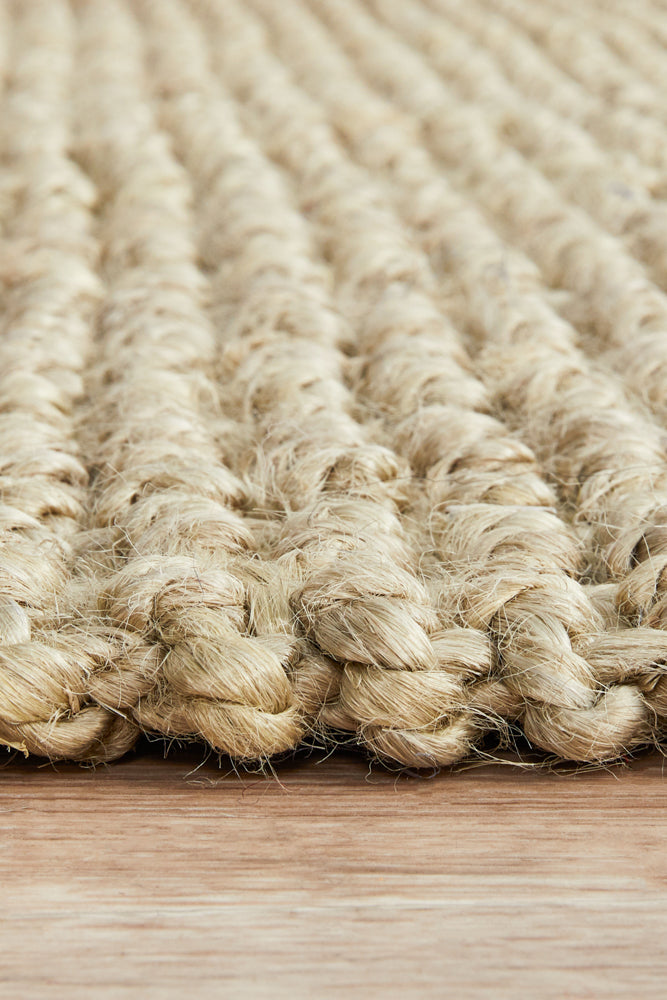 Tessura Natural Beige Jute & Cotton Runner Rug