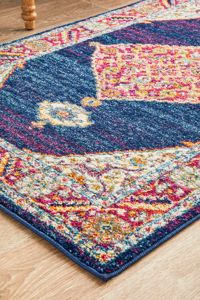 Vestra Blue Traditional Runner Rug