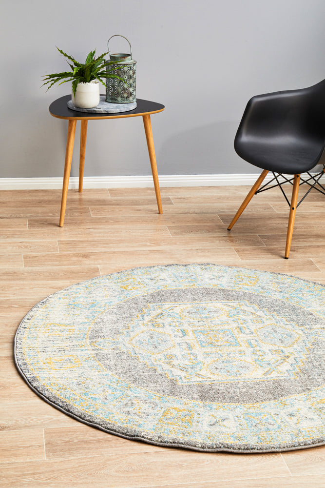 Vestra Grey Transitional Round Rug