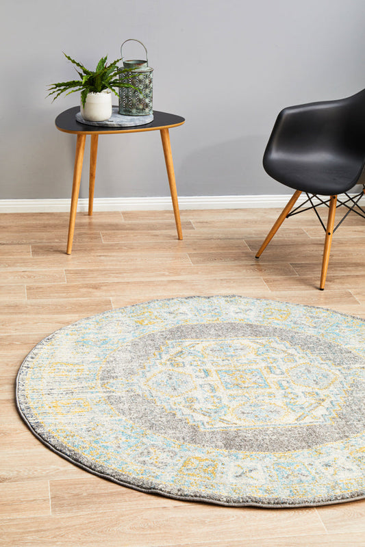 Vestra Grey Transitional Round Rug