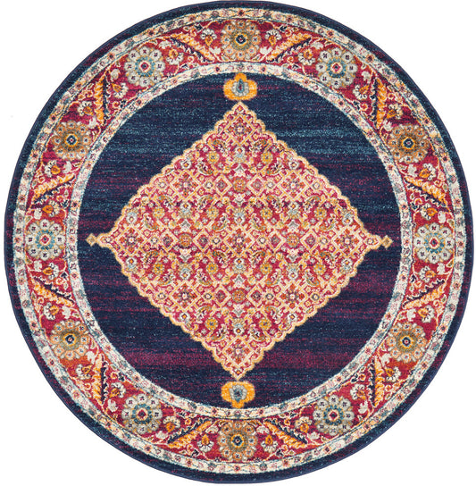 Vestra Blue Traditional Round Rug