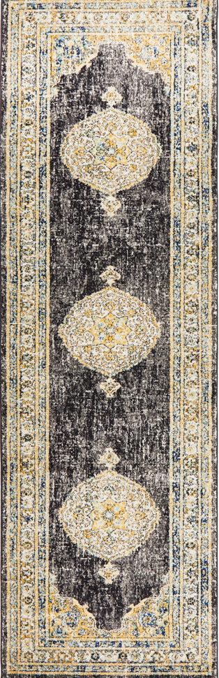 Vestra Charcoal Traditional Runner Rug