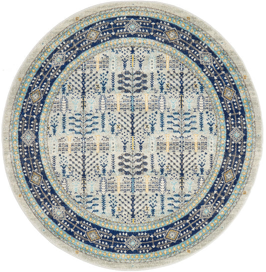 Vestra Grey & Blue Round Rug