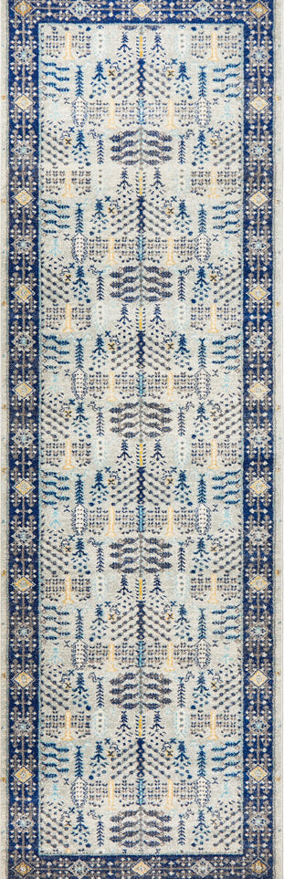 Vestra Grey & Blue Runner Rug