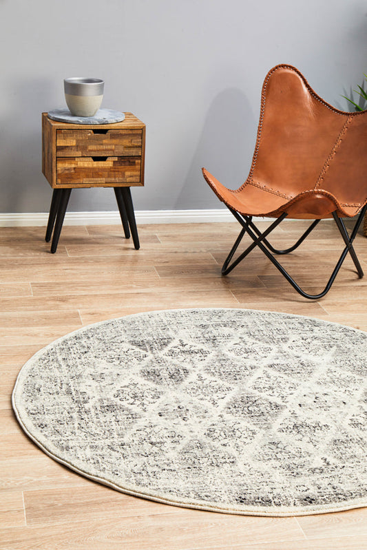Vestra Grey Round Rug