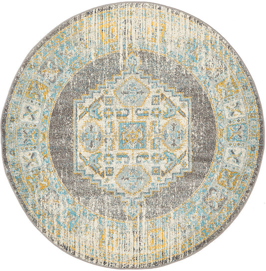 Vestra Grey Transitional Round Rug