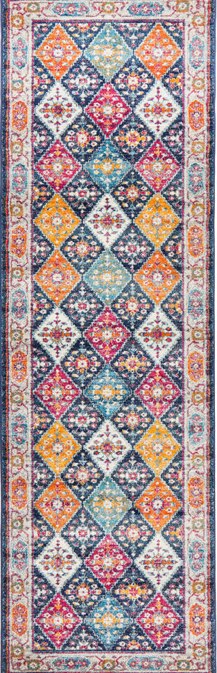 Vestra Navy Traditional Runner Rug