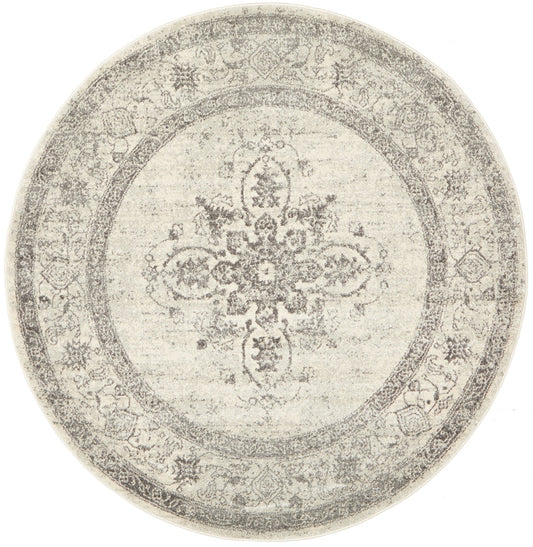 Vestra Silver & Beige Round Rug