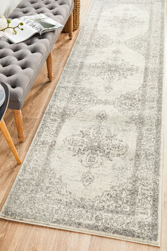 Vestra Silver & Beige Runner Rug