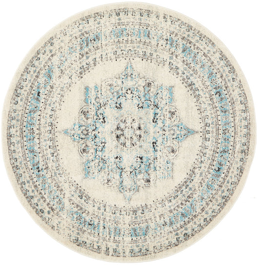 Vestra White Transitional Round Rug