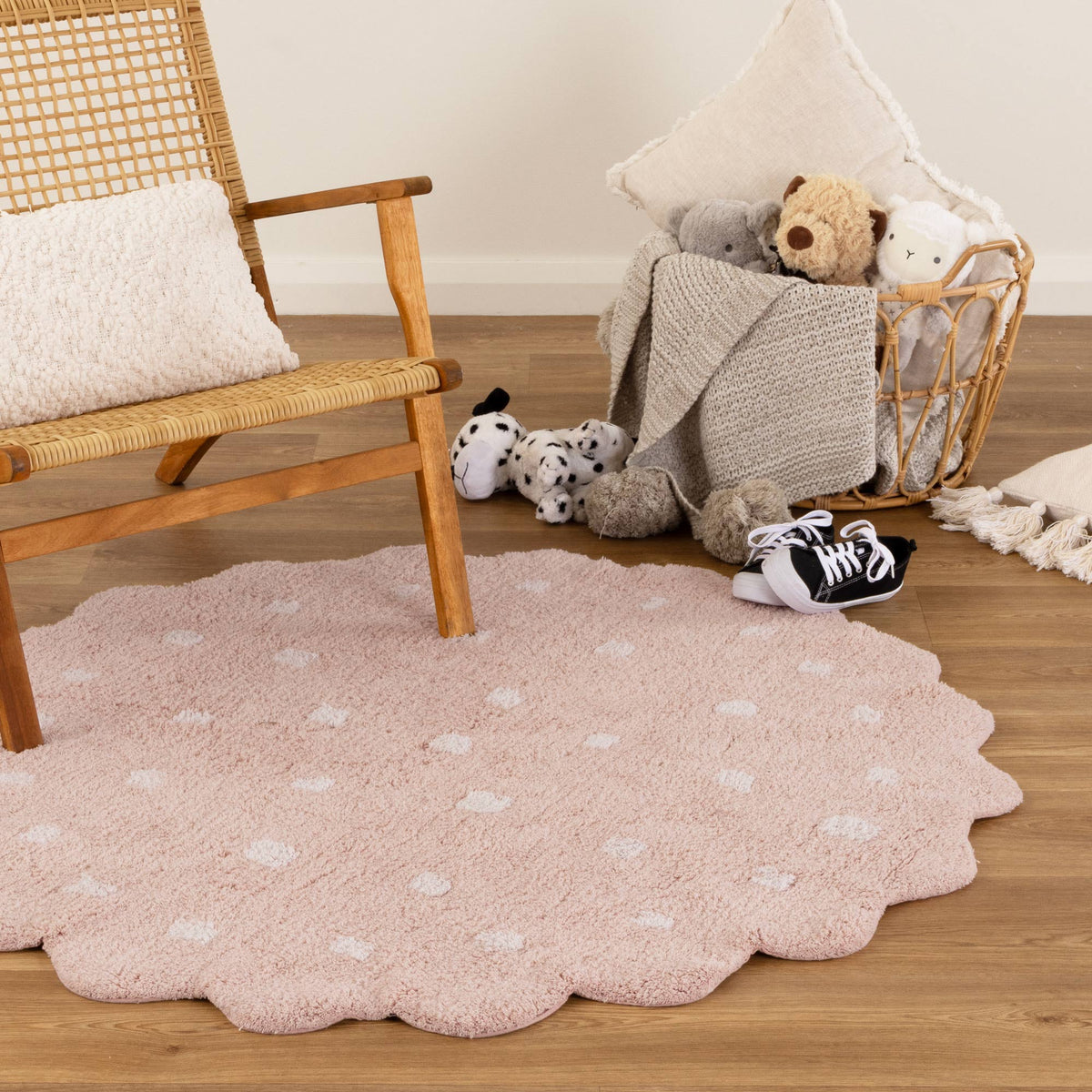 Dream Pink Round Kids Cotton Rug