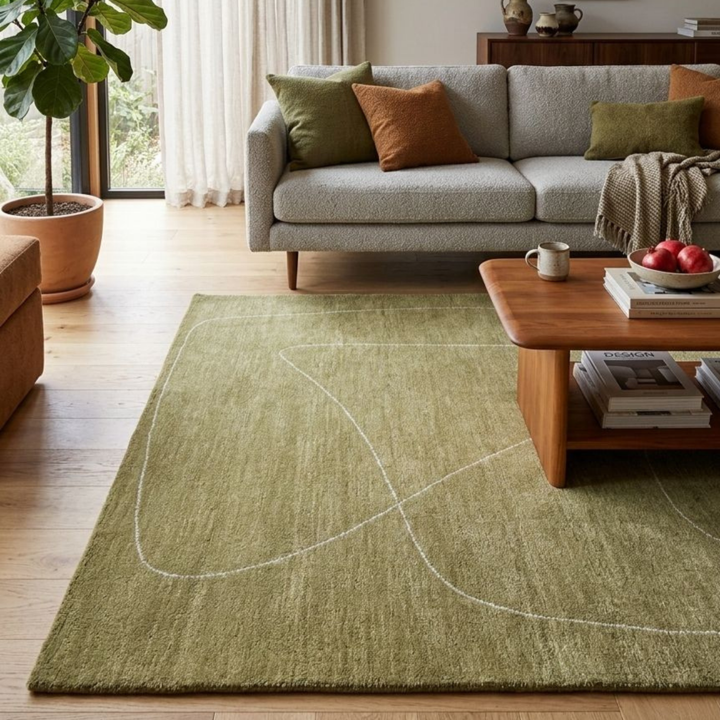 Zyren Green Wool Rug